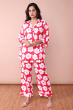 RED RAYON PRINTED CO ORD SET