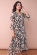 Multicolor Printed Chiffon Long Dress