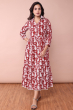 MAROON PRINTED COTTON LONG DRESS