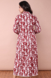 MAROON PRINTED COTTON LONG DRESS