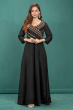 BLACK DOLA SILK EMBROIDERED EXCLUSIVE LONG DRESS