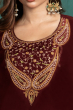 MAROON EMBROIDERED DOLA SILK LONG KAMEEZ