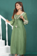 GREEN EMBROIDERED CHANDERI LONG KAMEEZ