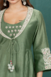 GREEN EMBROIDERED CHANDERI LONG KAMEEZ