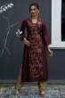 MAROON TUSSAR EMBROIDERED LONG KAMEEZ