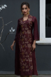 MAROON TUSSAR EMBROIDERED LONG KAMEEZ