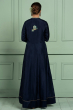 NAVY BLUE DOLA SILK EMBROIDERED LONG DRESS