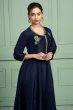 NAVY BLUE DOLA SILK EMBROIDERED LONG DRESS