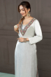 GREY EMBROIDERED MASHRU LONG KAMEEZ