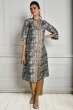 GREY TUSSAR PRINTED EXCLUSIVE LONG KAMEEZ