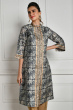 GREY TUSSAR PRINTED EXCLUSIVE LONG KAMEEZ