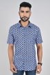 BLUE COTTON PRINTED HALF SHIRT