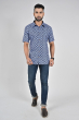 BLUE COTTON PRINTED HALF SHIRT