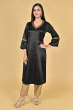 BLACK MASHRU EMBROIDERED EXCLUSIVE LONG KAMEEZ