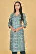 GREEN TUSSAR PRINTED EXCLUSIVE LONG KAMEEZ