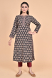 BLACK COTTON AJRAK PRINTED LONG KAMEEZ