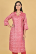 PINK TUSSAR PRINTED EXCLUSIVE LONG KAMEEZ