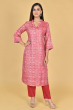 PINK TUSSAR PRINTED EXCLUSIVE LONG KAMEEZ