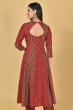 RUST AJRAK PRINTED COTTON LONG KAMEEZ