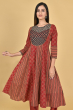 RUST AJRAK PRINTED COTTON LONG KAMEEZ