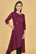 WINE RAYON EMBROIDERED LONG KAMEEZ