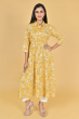 YELLOW RAYON PRINTED LONG KAMEEZ