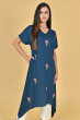 BLUE RAYON EMBROIDERED LONG KAMEEZ