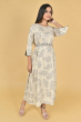 OFF WHITE RAYON PRINTED LONG DRESS