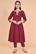 Maroon Chikankari Long Kameez