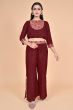 MAROON DOLA SILK EMBROIDERED PANT SET