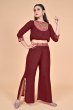 MAROON DOLA SILK EMBROIDERED PANT SET