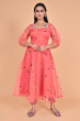 PINK PRINTED ORGANZA LONG KAMEEZ