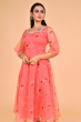 PINK PRINTED ORGANZA LONG KAMEEZ