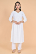 WHITE COTTON CHIKON LONG KAMEEZ