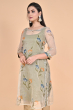 GREEN ORGANZA PRINTED LONG KAMEEZ