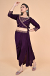 PURPLE EMBROIDERED DOLA SILK DHOTI SET