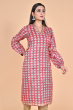 RED PRINTED TUSSAR EXCLUSIVE LONG KAMEEZ