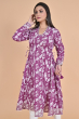 PURPLE COTTON PRINTED LONG KAMEEZ