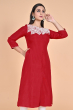 RED DOLA SILK EMBROIDERED LONG KAMEEZ