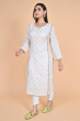 OFF WHITE CHANDERI LONG KAMEEZ