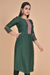 GREEN EMBROIDERED MUSLIN EXCLUSIVE LONG KAMEEZ