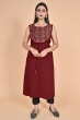 MAROON RAYON PRINTED LONG KAMEEZ