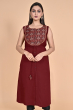 MAROON RAYON PRINTED LONG KAMEEZ