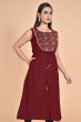 MAROON RAYON PRINTED LONG KAMEEZ