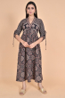 BLACK AJRAK PRINTED LONG DRESS