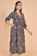 BLACK AJRAK PRINTED LONG DRESS