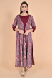 MAROON PRINTED DOLA SILK LONG DRESS