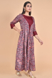 MAROON PRINTED DOLA SILK LONG DRESS