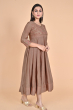 BROWN EMBROIDERED MASLIN LONG KAMEEZ