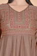 BROWN EMBROIDERED MASLIN LONG KAMEEZ